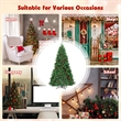 7.5Ft Pre-lit Hinged Christmas Tree w/ Pine Cones Red Berries and 550 LED Green