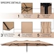 15 Ft Patio Double Sided Umbrella Outdoor Market Umbrella Coffee