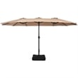 15 Ft Patio Double Sided Umbrella Outdoor Market Umbrella Coffee
