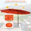 15 Ft Patio Double Sided Umbrella Outdoor Market Umbrella Orange