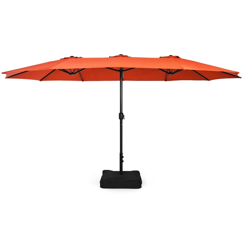15 Ft Patio Double Sided Umbrella Outdoor Market Umbrella Orange