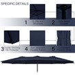 15 Ft Patio Double Sided Umbrella Outdoor Market Umbrella Navy