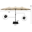 15 Ft Patio Double Sided Umbrella Outdoor Market Umbrella Beige