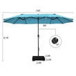 15 Ft Patio Double Sided Umbrella Outdoor Market Umbrella Turquoise