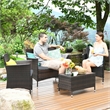 4PCS Rattan Patio Set Cushioned Sectional Sofa Chair Coffee Table Gray