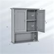 Bathroom Wall Cabinet Medicine Storage Organizer with Adjustable Shelf Gray