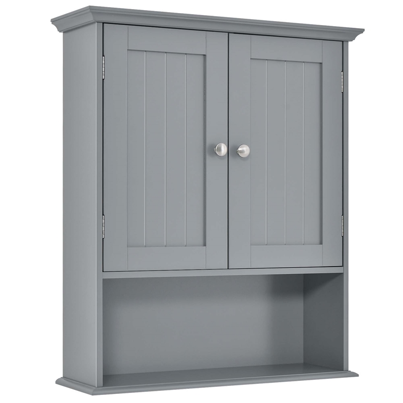 Bathroom Wall Cabinet Medicine Storage Organizer with Adjustable Shelf Gray