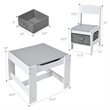 Kids Table Chairs Set With Storage Boxes Blackboard Drawing  Gray
