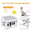 Kids Table Chairs Set With Storage Boxes Blackboard Drawing  Gray
