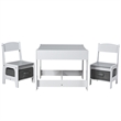 Kids Table Chairs Set With Storage Boxes Blackboard Drawing  Gray