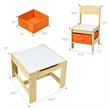 Kids Table Chairs Set With Storage Boxes Blackboard Drawing  Natural