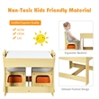 Kids Table Chairs Set With Storage Boxes Blackboard Drawing  Natural