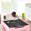 Kids Table Chairs Set With Storage Boxes Blackboard Drawing  Pink