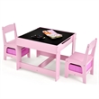 Kids Table Chairs Set With Storage Boxes Blackboard Drawing  Pink
