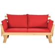 Patio Convertible Sofa Daybed Solid Wood Adjustable Furniture Red