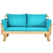 Patio Convertible Sofa Daybed Solid Wood Adjustable Furniture Turquoise