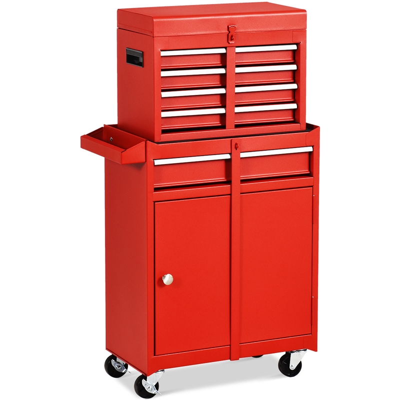 5-Drawer Rolling Tool Chest Cabinet Metal Tool Storage Box Red