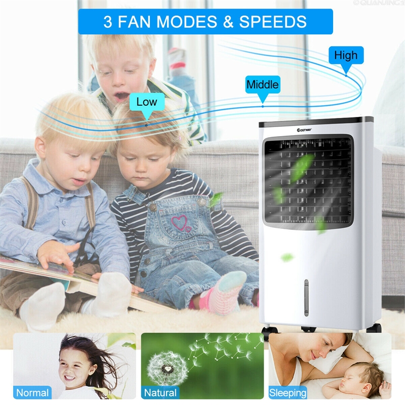 Portable  Cooler Fan Filter Humidify Anion W/ Remote Control White