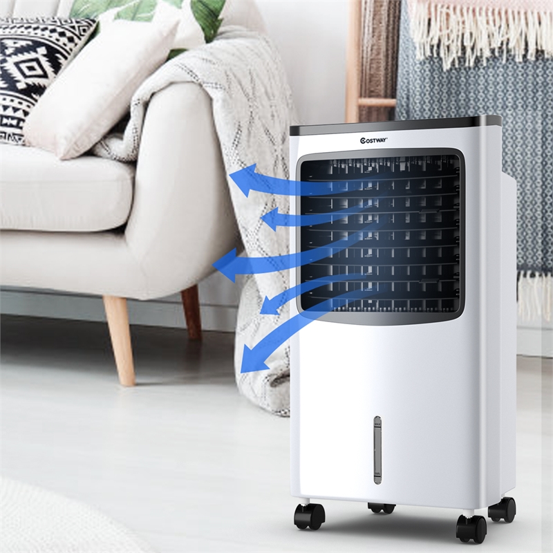 Portable  Cooler Fan Filter Humidify Anion W/ Remote Control White