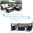 4PCS Outdoor Rattan Furniture Set Cushioned Sofa Armrest Table Brown
