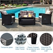 4PCS Outdoor Rattan Furniture Set Cushioned Sofa Armrest Table Brown