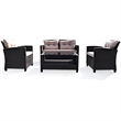 4PCS Outdoor Rattan Furniture Set Cushioned Sofa Armrest Table Brown
