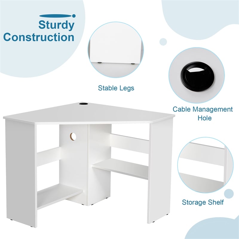Corner Computer Desk Writing Workstation White