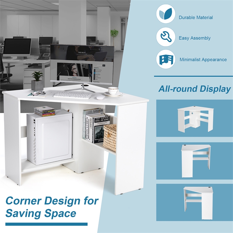 Corner Computer Desk Writing Workstation White
