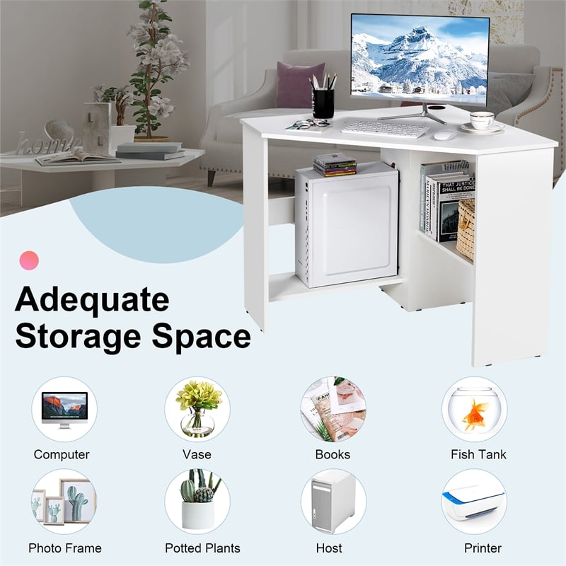 Corner Computer Desk Writing Workstation White