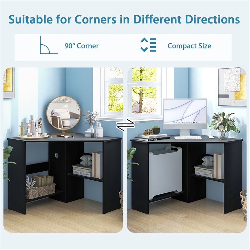 Corner Computer Desk Writing Workstation Black