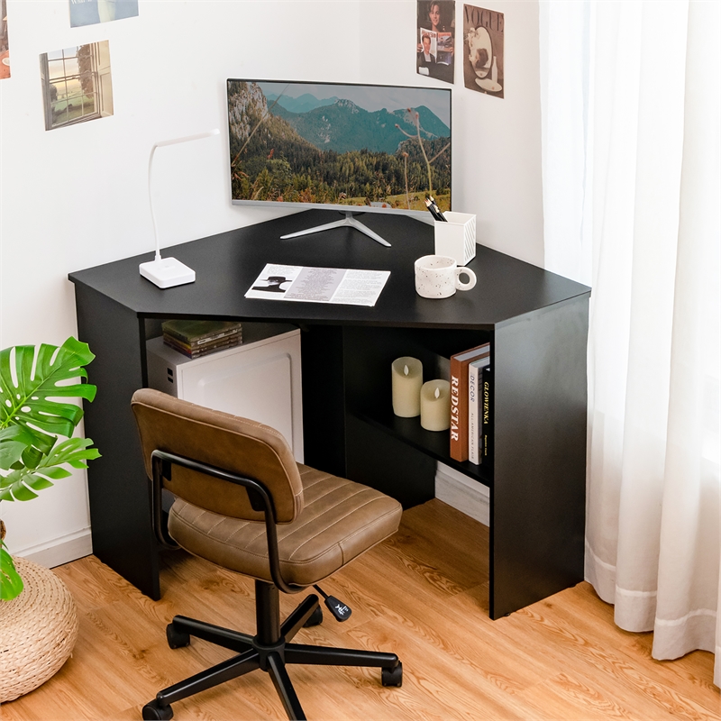 Corner Computer Desk Writing Workstation Black