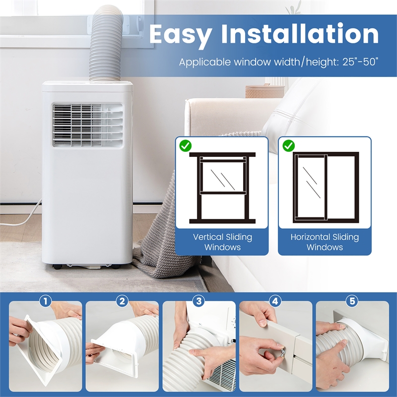 8000 BTU (8000 BTU ASHRAE) Portable Air Conditioner White