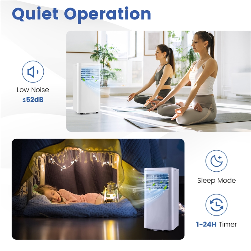 8000 BTU (8000 BTU ASHRAE) Portable Air Conditioner White