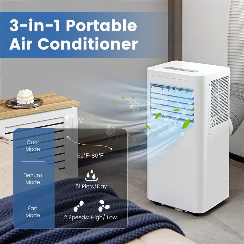 8000 BTU (8000 BTU ASHRAE) Portable Air Conditioner White