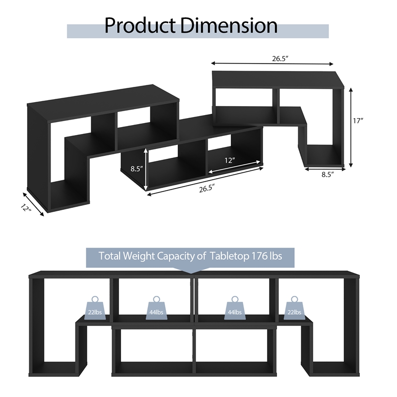 3 Pieces TV Console Stand Modern Entertainment Center Black