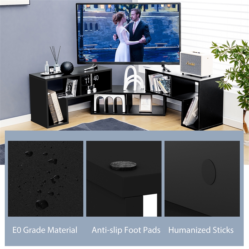 3 Pieces TV Console Stand Modern Entertainment Center Black