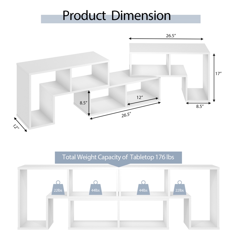 3 Pieces TV Console Stand Modern Entertainment Center White