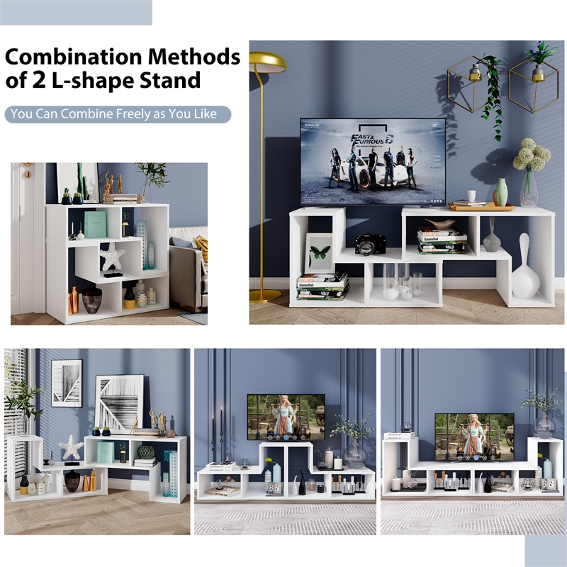 3 Pieces TV Console Stand Modern Entertainment Center White