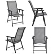 4PCS Patio Folding Dining Chairs Portable Armrest Garden Gray