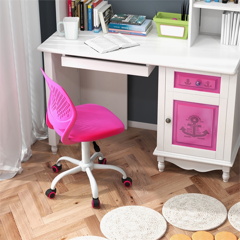 Height-adjustable Ergonomic Kids Chair w/ Wheels Pink