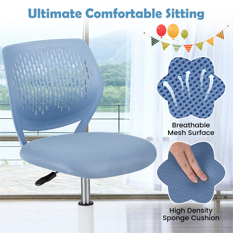Height-adjustable Ergonomic Kids Chair w/ Wheels Blue