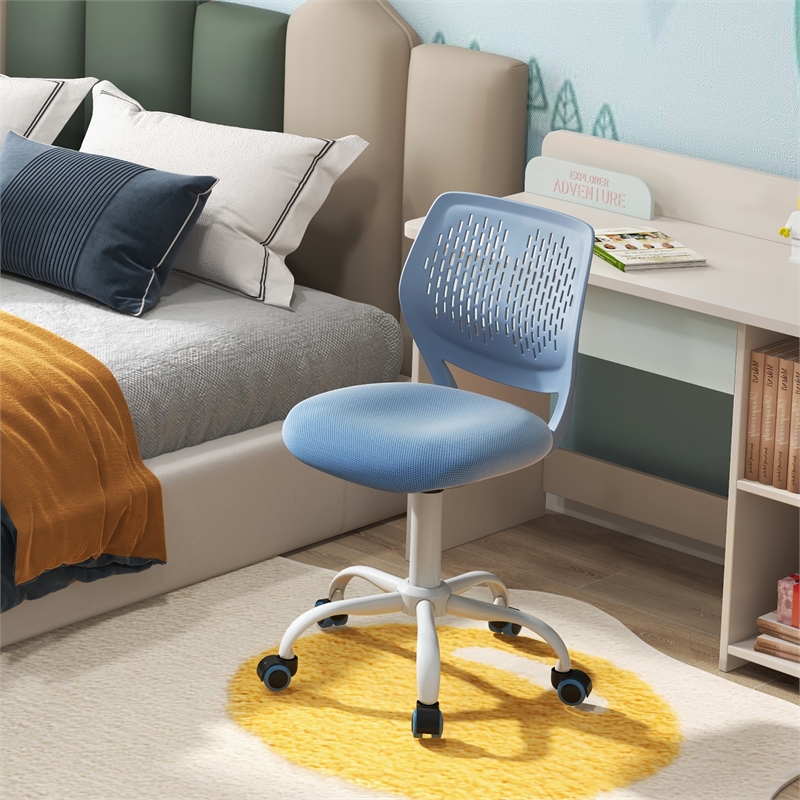 Height-adjustable Ergonomic Kids Chair w/ Wheels Blue
