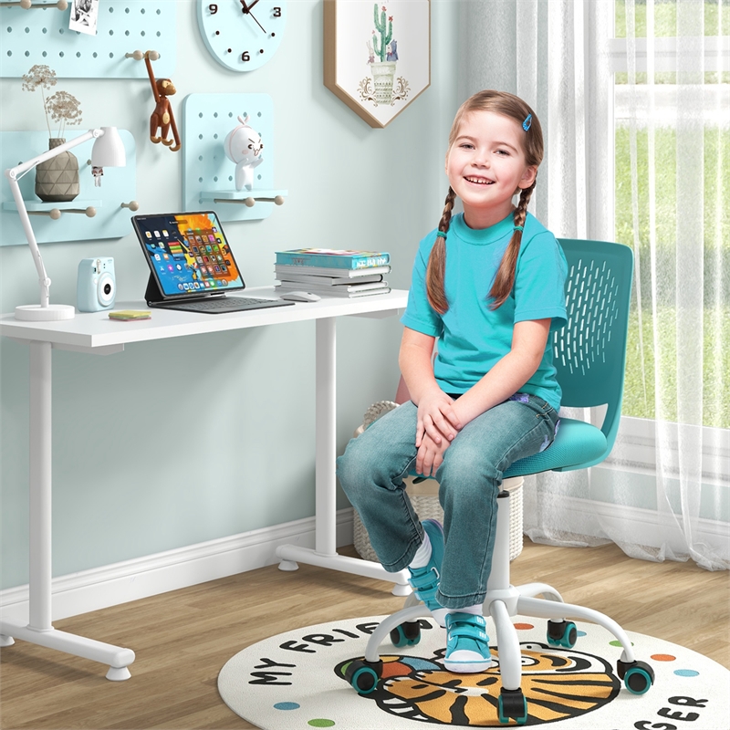 Height-adjustable Ergonomic Kids Chair w/ Wheels Green