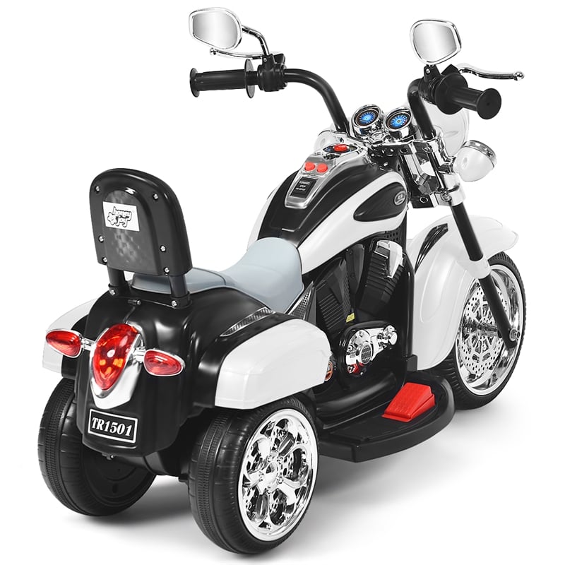6V Kids Ride On Chopper Motorcycle 3 Wheel Trike White