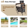 7PCS Patio Rattan Dining Set Armrest Cushioned Chair Wooden Brown