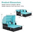 Patio Rattan Daybed Lounge Retractable Top Canopy Turquoise