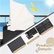 Patio Rattan Daybed Lounge Retractable Top Canopy White