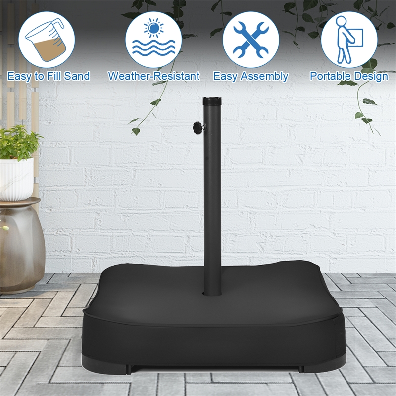 220lb Capacity Fillable Mobile Umbrella Base Heavy Duty Black