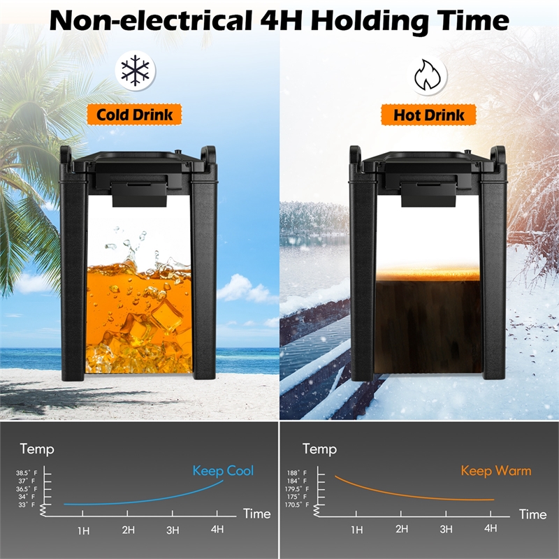 Insulated Beverage Server/Dispenser 5 Gallon Hot Cold Drinks Black