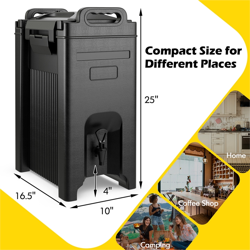 Insulated Beverage Server/Dispenser 5 Gallon Hot Cold Drinks Black